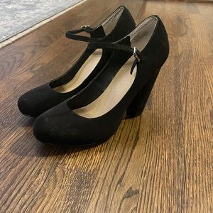 Mix No. 6 Black Suede Ankle Strap Heels